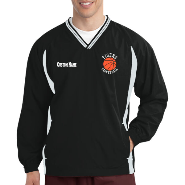 Tigers Basketball  - Tipped V Neck Raglan Wind Shirt Thumbnail