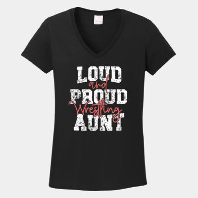 Wrestling Aunt - Women's Heavy Cotton 100% Cotton V Neck T Shirt Thumbnail